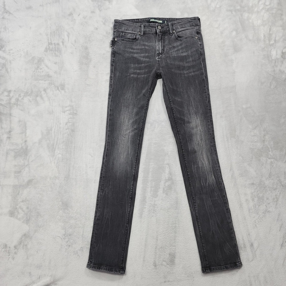 Zadig & Voltaire Jeans Womens 28 Gray Eva Mid Rise Skinny Studded Skull Stretch